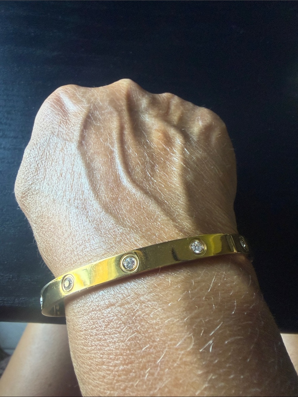 Gold Crystal Accent Cuff Bracelet - Women's Jewelry